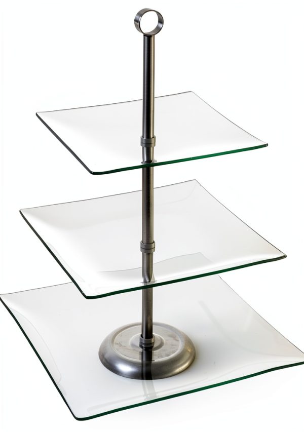 Chef Buddy 3-Tier Square Clear Glass Food Service Display-1