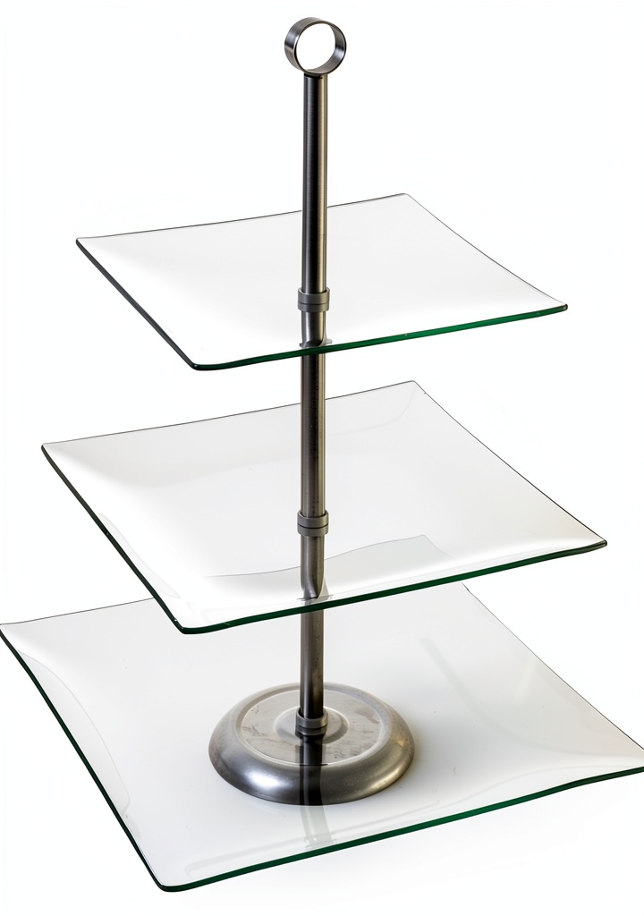 Chef Buddy 3-Tier Square Clear Glass Food Service Display Tray