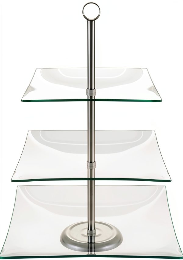 Chef Buddy 3-Tier Square Clear Glass Food Service Display-3