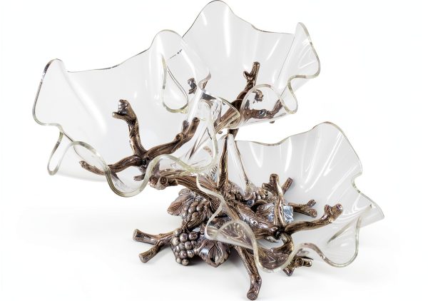 Arthur Court 3 Tier Serving Tray Aluminum Grape Design-2