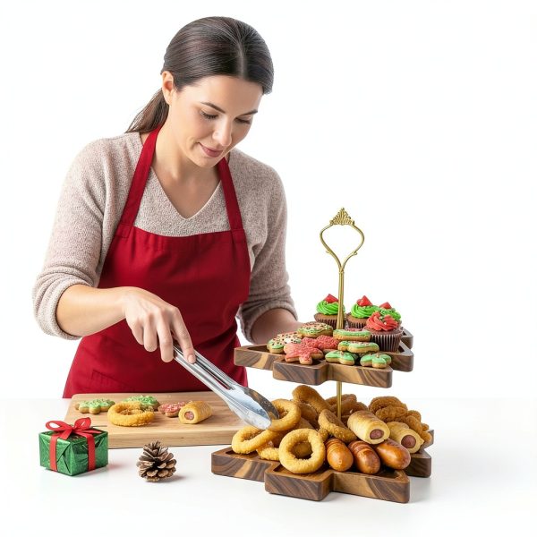 Bohodiy Christmas Tree Tiered Tray Wood Acacia-3