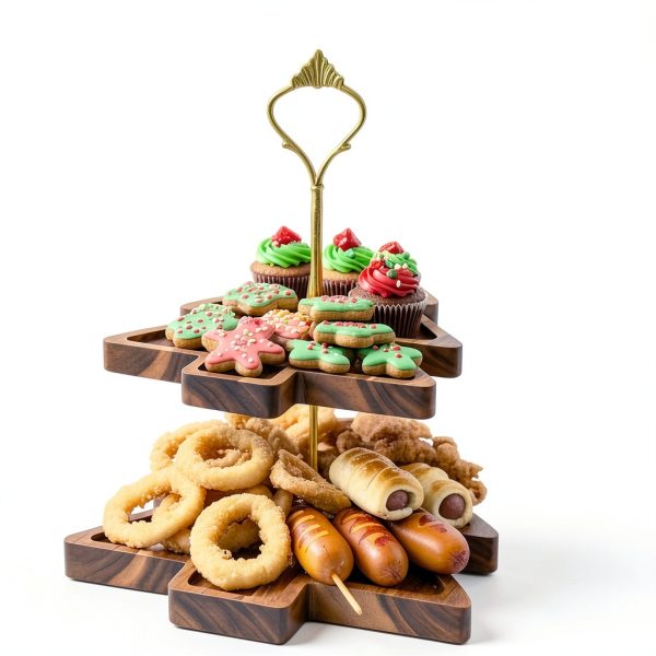 Bohodiy Christmas Tree Tiered Tray Wood Acacia-5