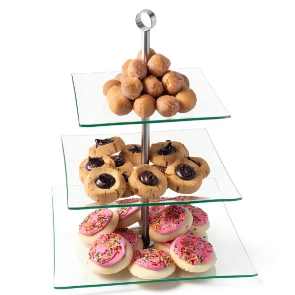 Chef Buddy 3-Tier Square Clear Glass Food Service Display-2