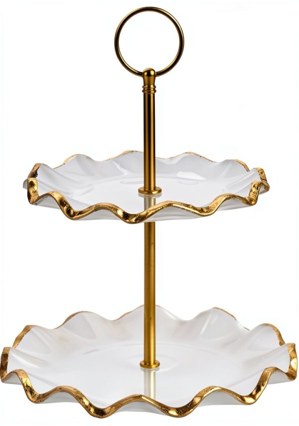 Gold Tiered Serving Tray by Mud Pie Kitchen-0