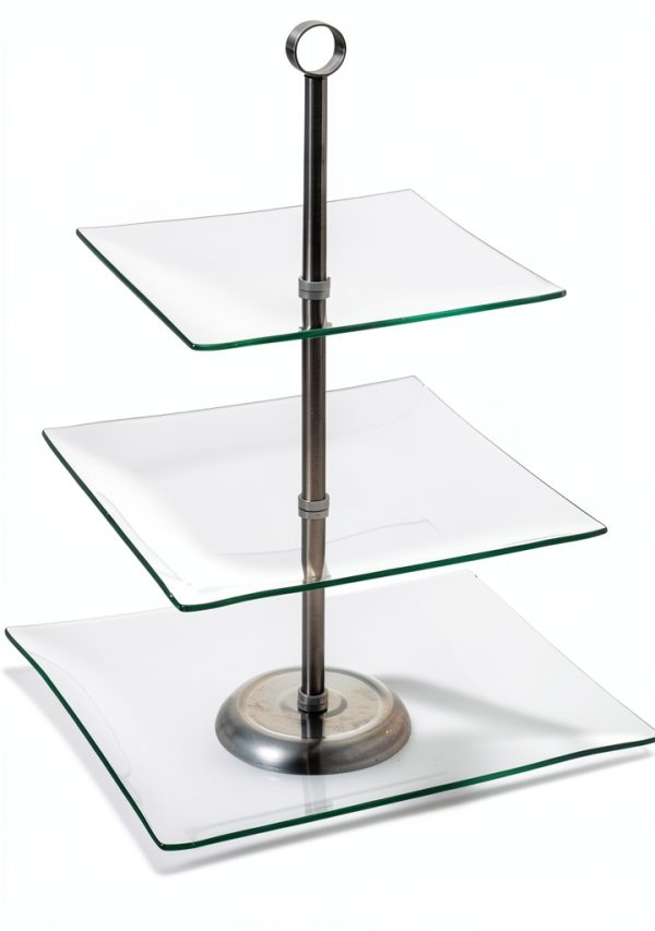Chef Buddy 3-Tier Square Clear Glass Food Service Display-4