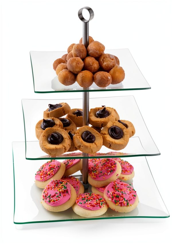 Chef Buddy 3-Tier Square Clear Glass Food Service Display-5