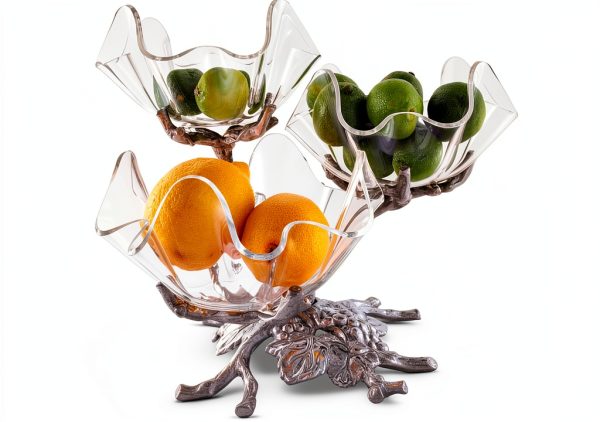Arthur Court 3 Tier Serving Tray Aluminum Grape Design-3