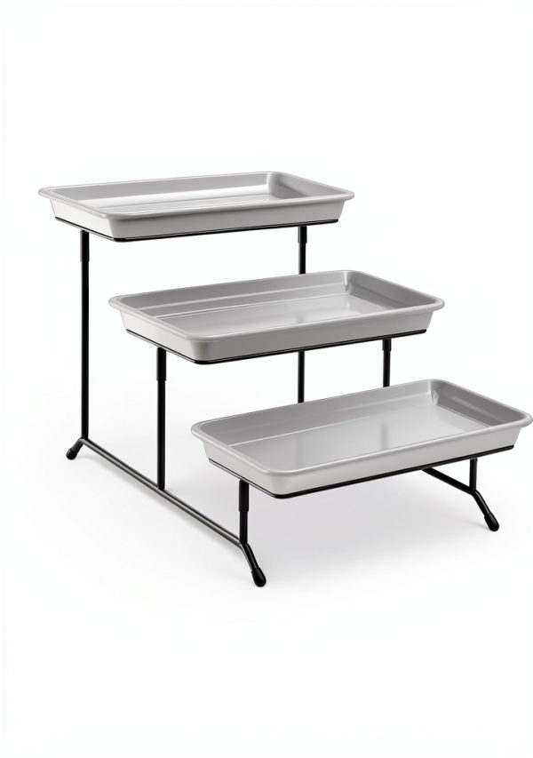 Bumusty Melamine Tiered Tray Black Collapsible-1