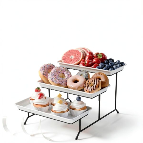 Bumusty Melamine Tiered Tray Black Collapsible-2