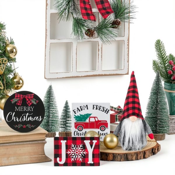 NEWLIGHTURE Christmas Tiered Tray Décor Set-6
