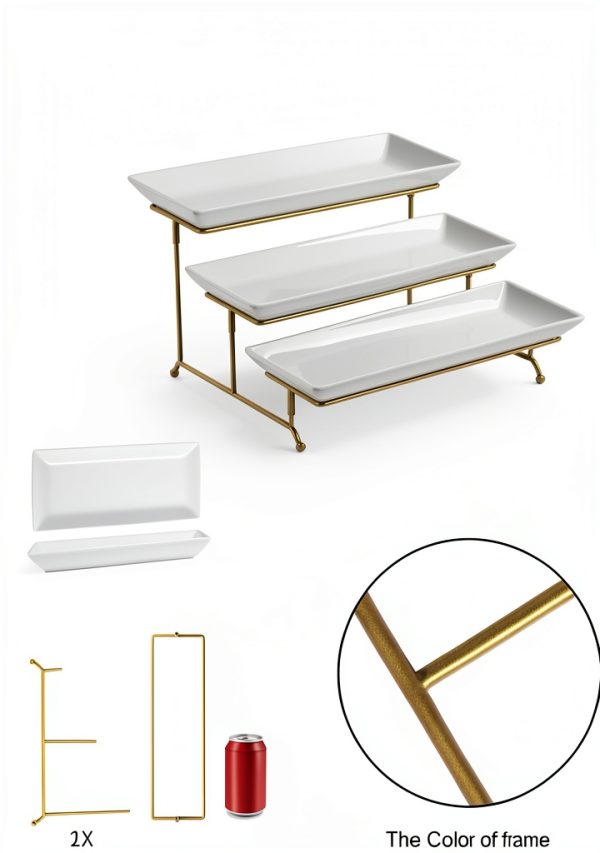 Lauchuh Tiered Serving Tray Metal Porcelain-1