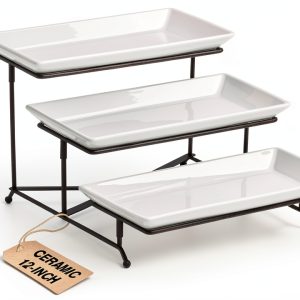 Lauchuh Porcelain 3 Tier Serving Tray-0