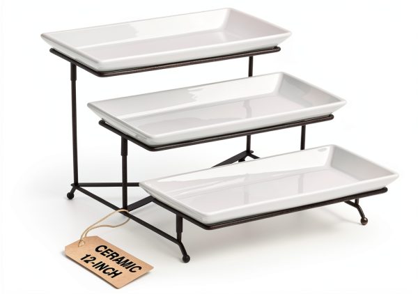 Lauchuh Porcelain 3 Tier Serving Tray-0