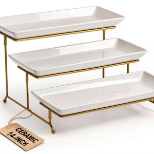 Lauchuh Tiered Serving Tray Metal Porcelain-0