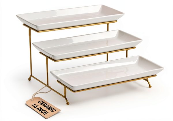 Lauchuh Tiered Serving Tray Metal Porcelain-0