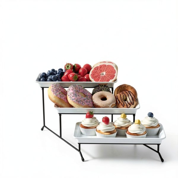 Bumusty Melamine Tiered Tray Black Collapsible-5