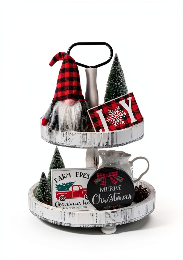 NEWLIGHTURE Christmas Tiered Tray Décor Set-2