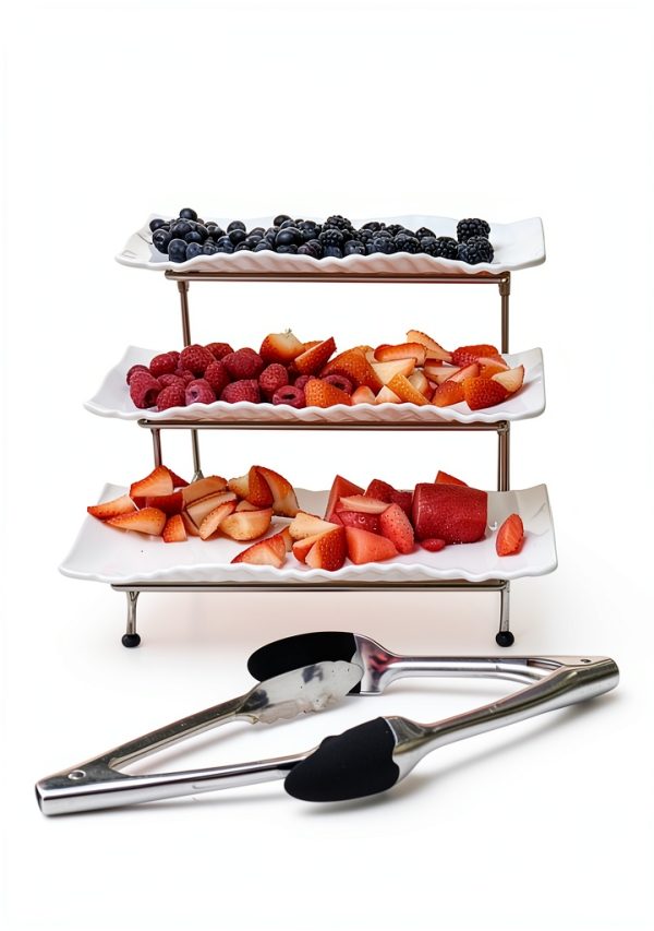 Lauchuh Gold 3 Tier Porcelain Serving Tray-7
