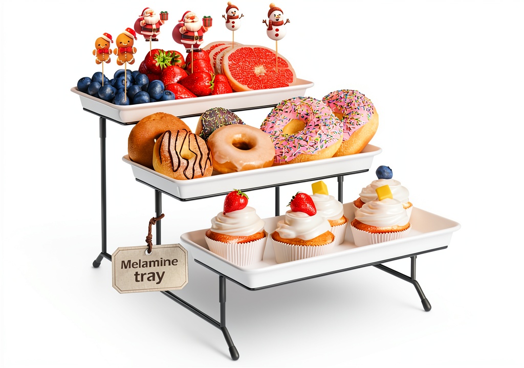 Bumusty tiered serving tray displayed at a dinner party
