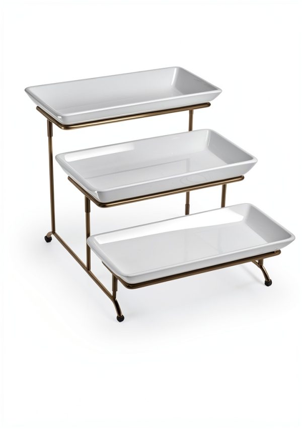 Lauchuh Tiered Serving Tray Metal Porcelain-2