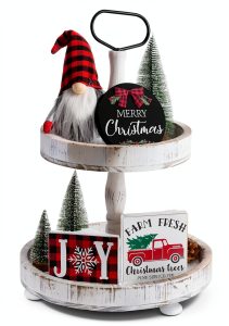 NEWLIGHTURE Christmas Tiered Tray Décor Set-0