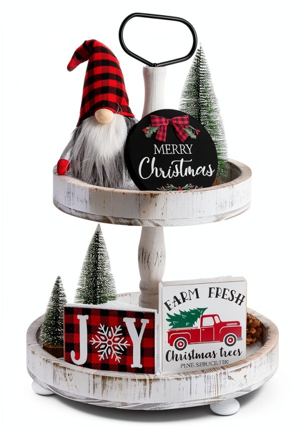 NEWLIGHTURE Christmas Tiered Tray Décor Set-0