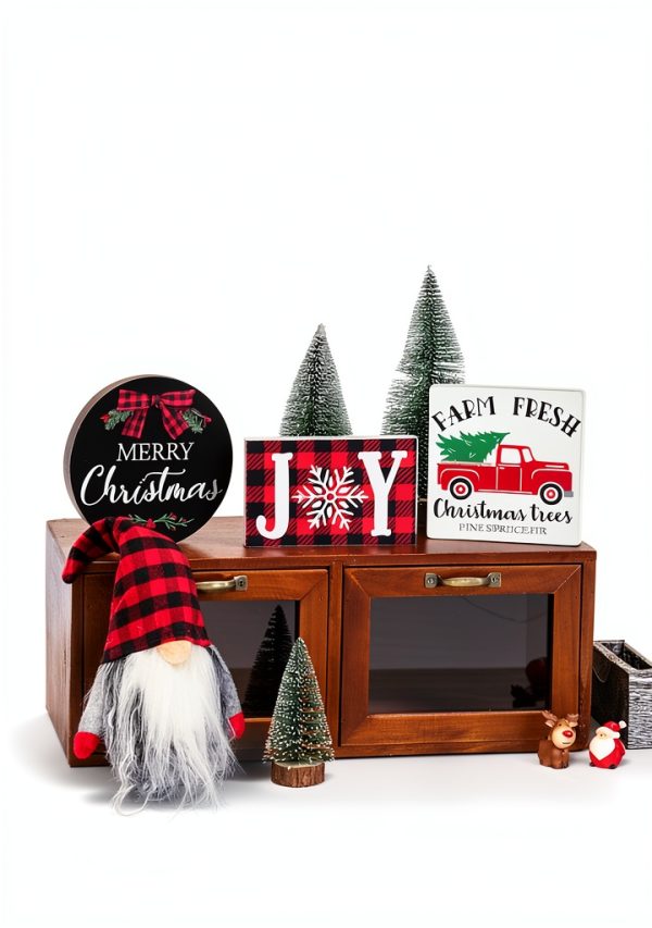 NEWLIGHTURE Christmas Tiered Tray Décor Set-3