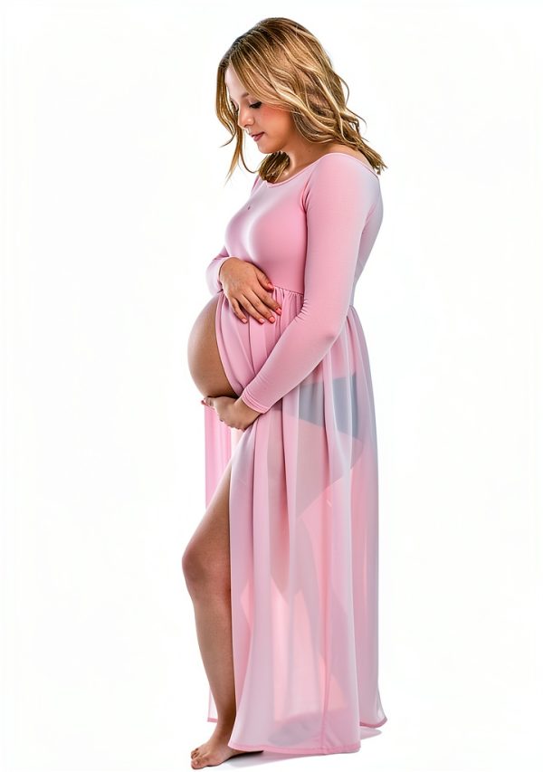 YnimioAOX Women's Off Shoulder Long Sleeve Maternity Dress for-3