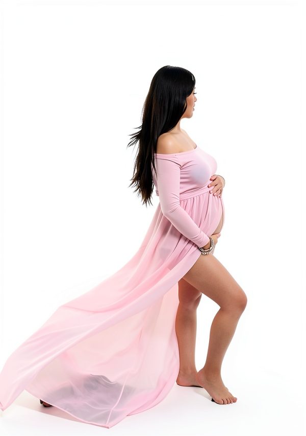 YnimioAOX Women's Off Shoulder Long Sleeve Maternity Dress for-1