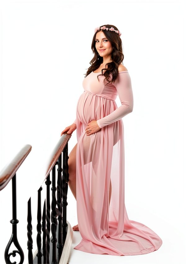 YnimioAOX Women's Off Shoulder Long Sleeve Maternity Dress for-5