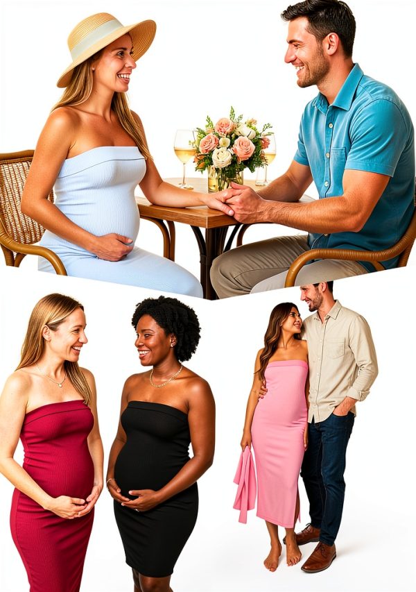 2 Piece Maternity Dress Cardigan Set, Strapless Bodycon Maxi Tube Dresses Long for Baby Shower Photoshoot Formal-5
